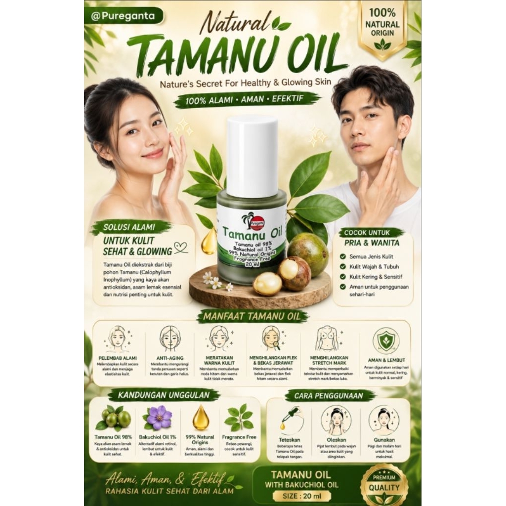 Tamanu Oil Bakuchiol Serum Penghilang Bekas Luka Jerawat Bopeng Keloid