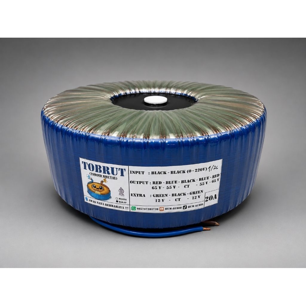 TRAFO TOROID DONAT 20A CT 55-65V MURNI.
