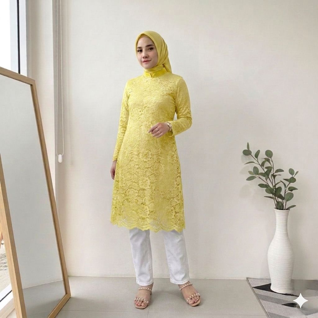 Atasan Tunik Brokat / Kebaya Pesta / Kebaya Brokat / Kebaya Polos Modern