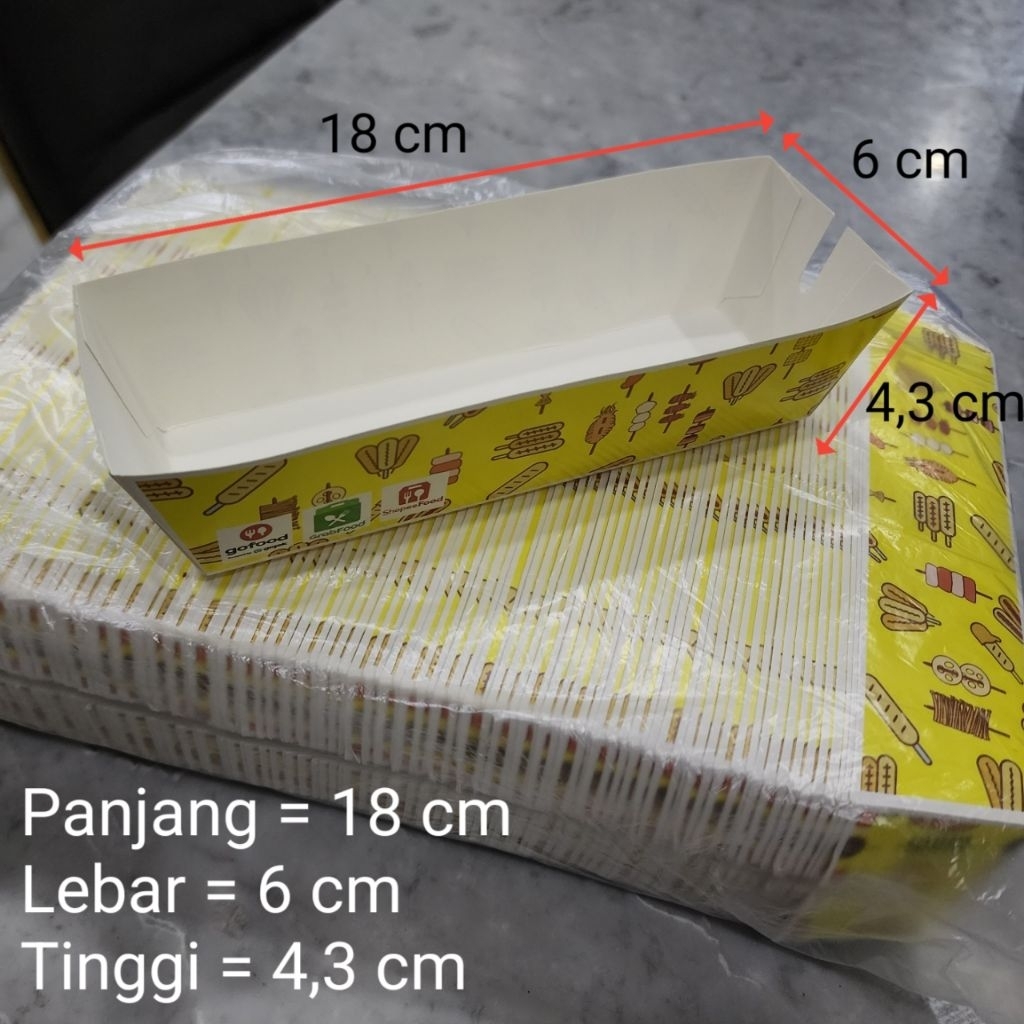 100pcs - Sosis Tray / Paper Tray Sosis / Hotdog / Sosis Besar / Hotang / Corndog / Roti
