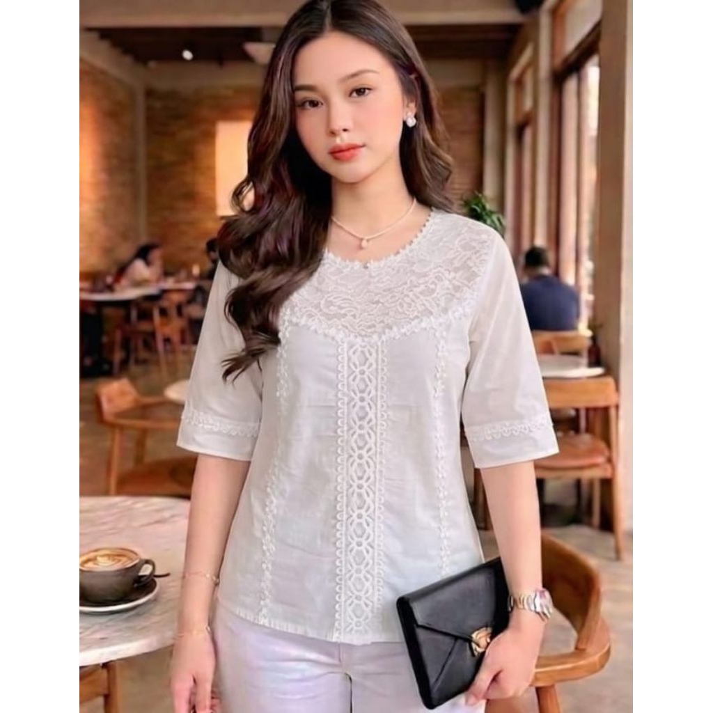 blus katun stret putih standar