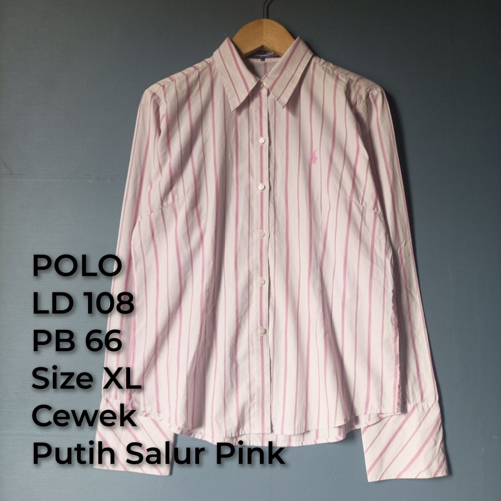 kemeja wanita dewasa warna putih second brand Polo RL | atasan blouse bekas pakai cewek