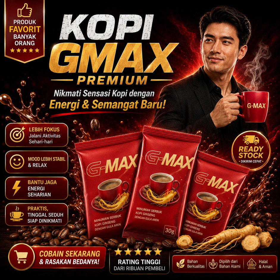kopi gmax Original Murah extra ginseng Original BPOM Isi 10 Sachet