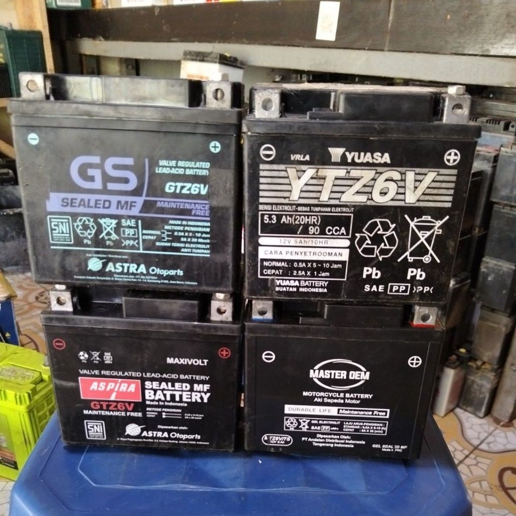 aki motor copotan GTZ6V 12v bekas masih layak pakai kuat stater