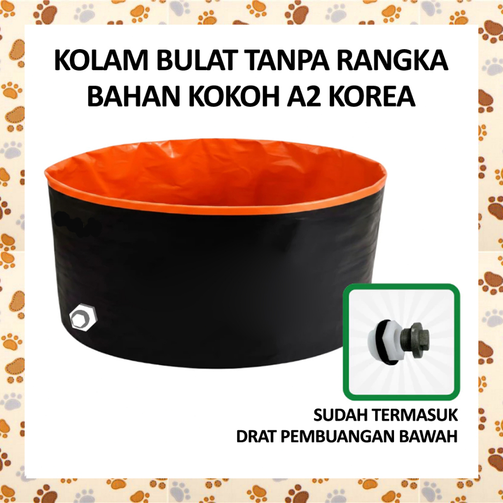 F39OPN Kolam Ikan Bulat Tanpa Rangka Bahan A20 Korea Budidaya Lele Nila Gurame Guppy Cupang Lubukan 