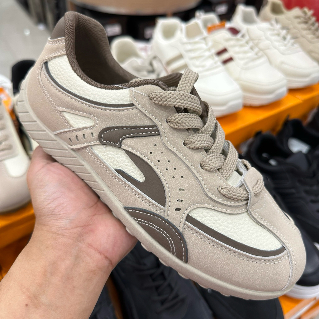 St. Moritz sepatu sneakers casual wanita shoes tali kakhi coklat
