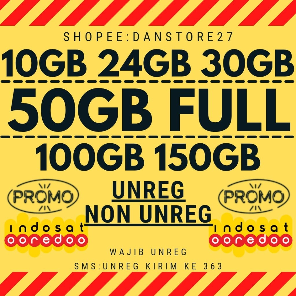 PAKET DATA INDOSAT UNLIMITED JUMBO 60GB || INDOSAT 50GB FULL 24 JAM || INDOSAT 32GB/21GB/10GB || BAC