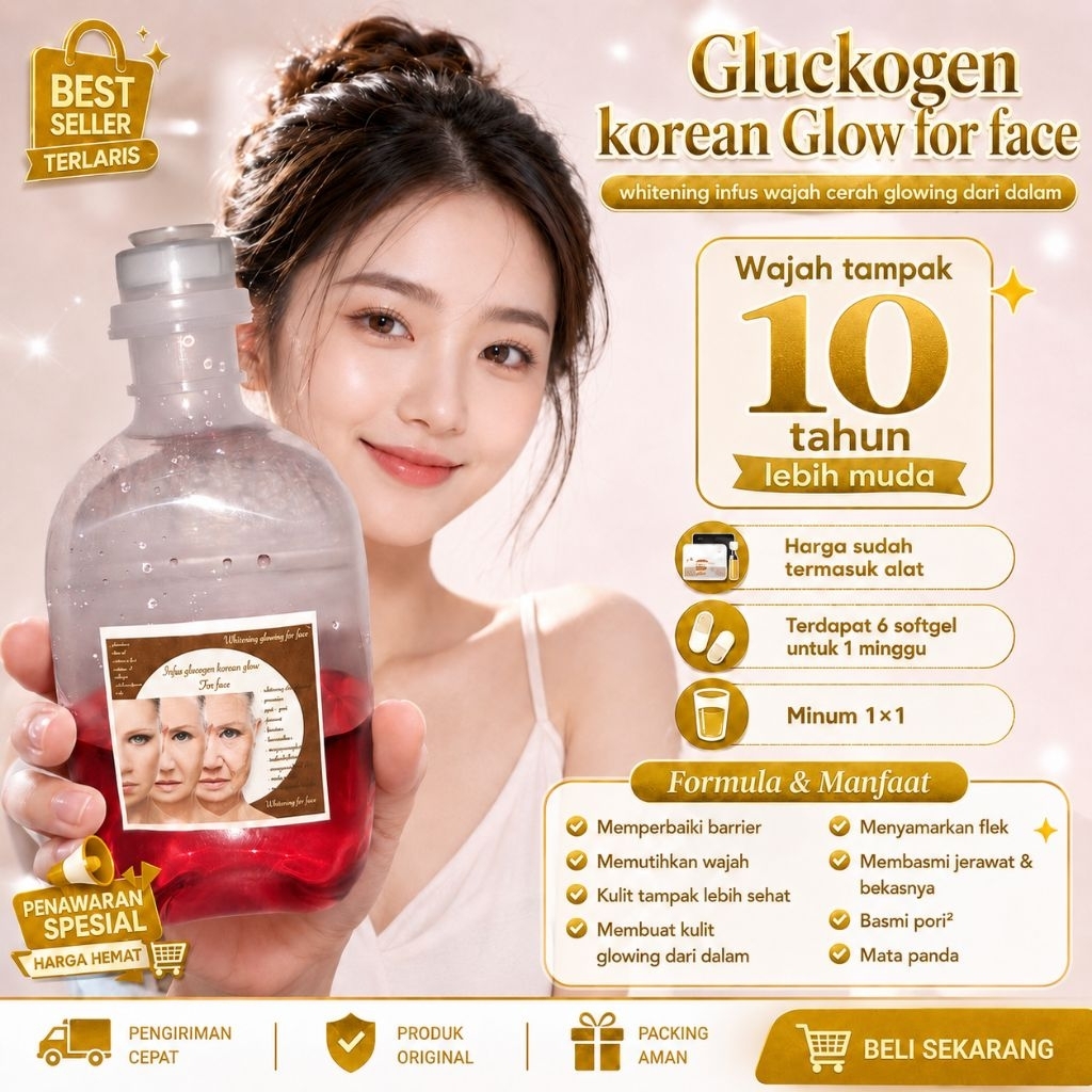 infus glucogen korean glow (jerawat, bruntusan,flek,poripori)whitening infus injek/buat yang susah p