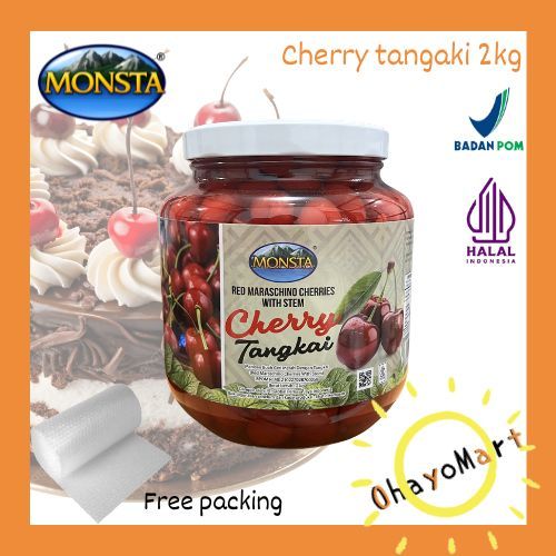 Monsta red maraschino cherries / monsta cherr tangkai / manisan buah cherry tangkai 2kg