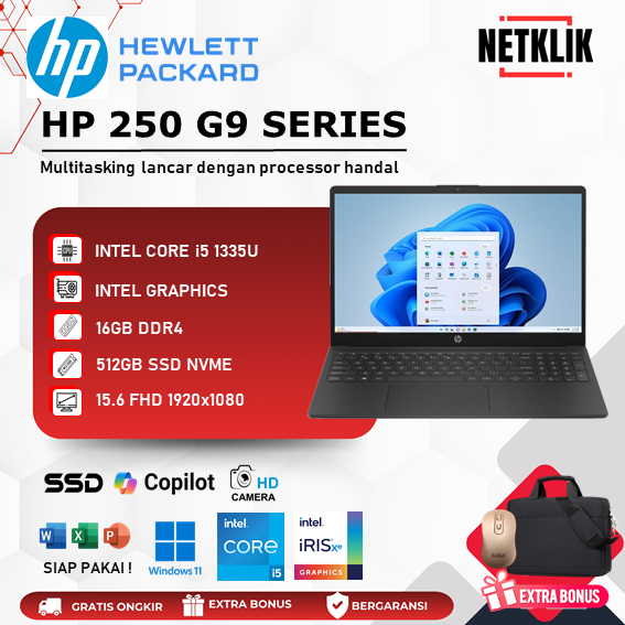 Laptop HP 250 G9 Intel i5 1335U RAM 16GB 512GB SSD FHD IPS WIN11 Dark Grey