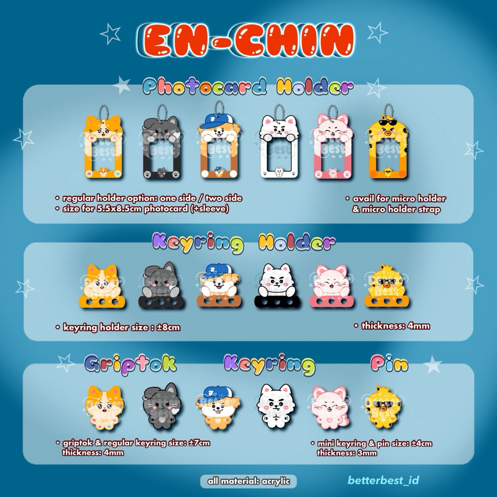 ENHYPEN ACRYLIC Card Holder Keychain Popsocket Griptok