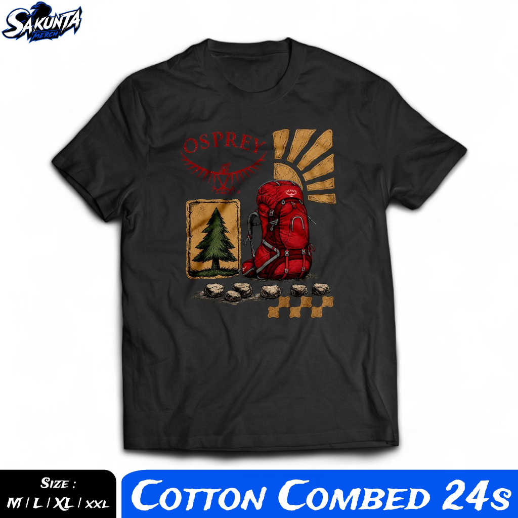 sakunta merch Kaos Osprey Logo carrier Outdoor Adventure - Cotton 24s Tshirt Gunung Pria Wanita 1