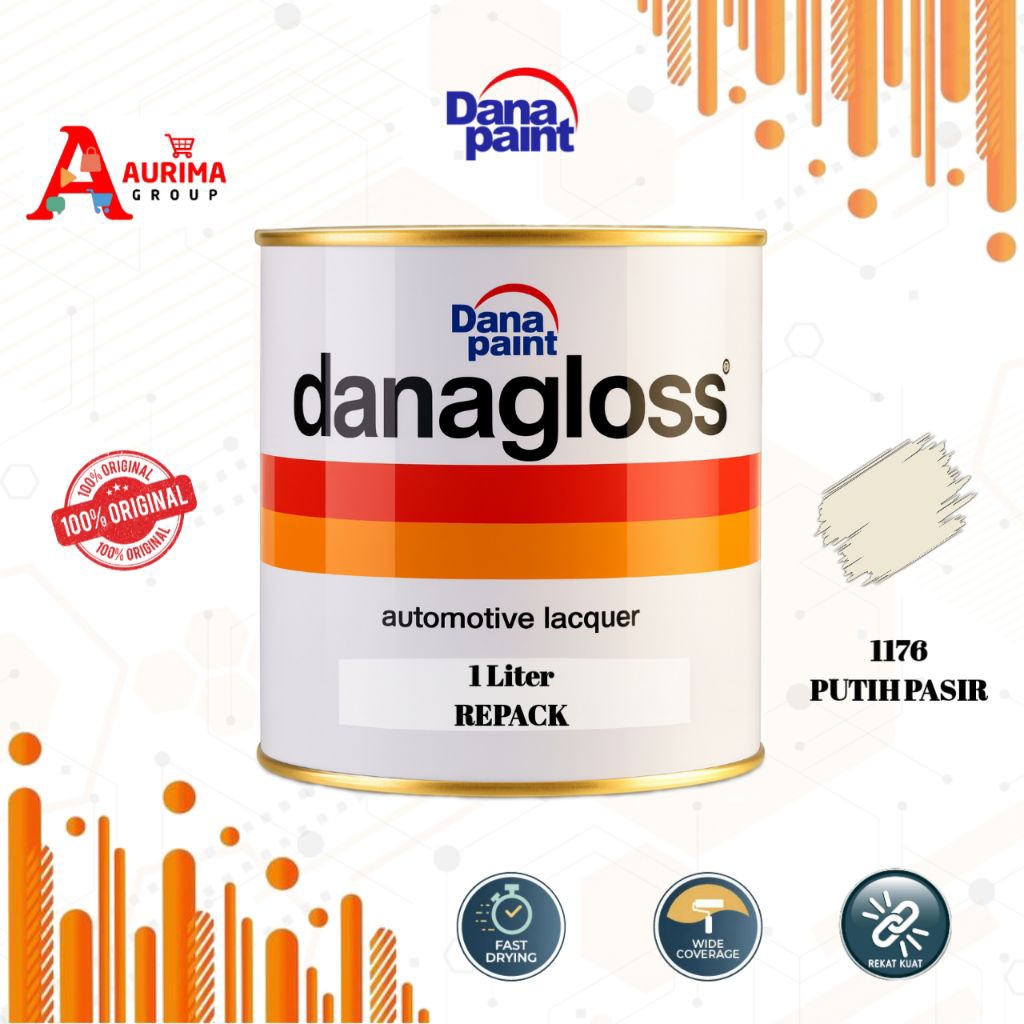CAT DUCO DANAGLOSS PUTIH PASIR - 1176 1LITER REPACK DANA PAINT - CAT MOBIL CAT PAGAR CAT KAYU BERKUA