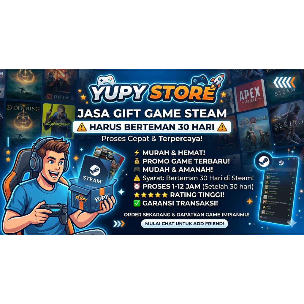 [GIFT GAME] Jasa Gift Game Steam Region Indonesia - Murah & Aman | Rate 0x9