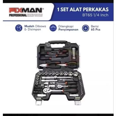 Alat perkakas lengkap socket Original fixman 65 pcs BT65