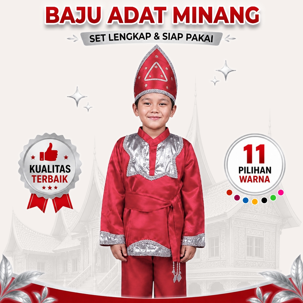 Baju Adat Minang Anak Laki Laki (SILVER) / Baju Adat Padang / Baju Tari Minang