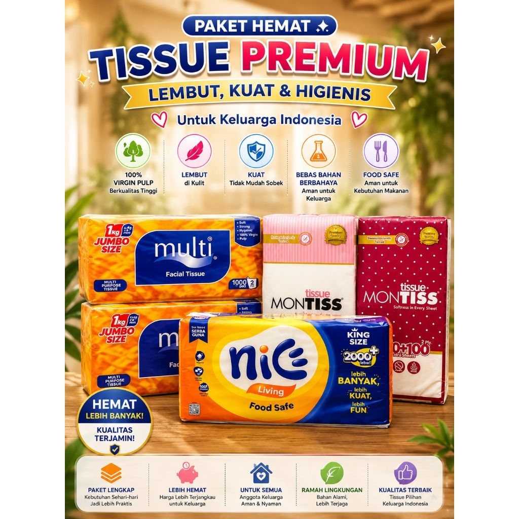 TISSU FACIAL NICE MONTIS MULTI | KILOAN 1000 GRAM