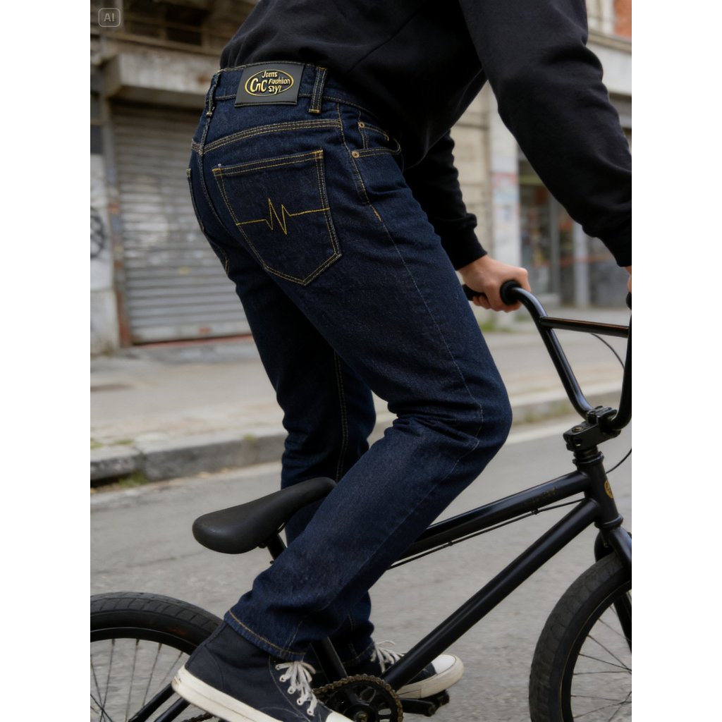 CNC Jeans Celana Jeans Denim Pria Olin Blue Navy Celana Denim Navy Olin Blue