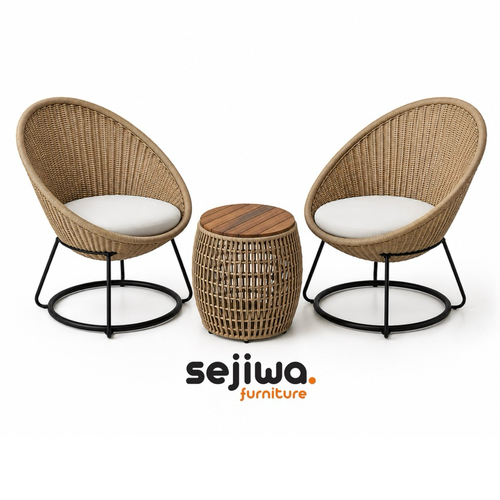 Sejiwa Furniture - Set Kursi Teras Rotan Sintetis / Kursi Outdoor Rotan Sintetis