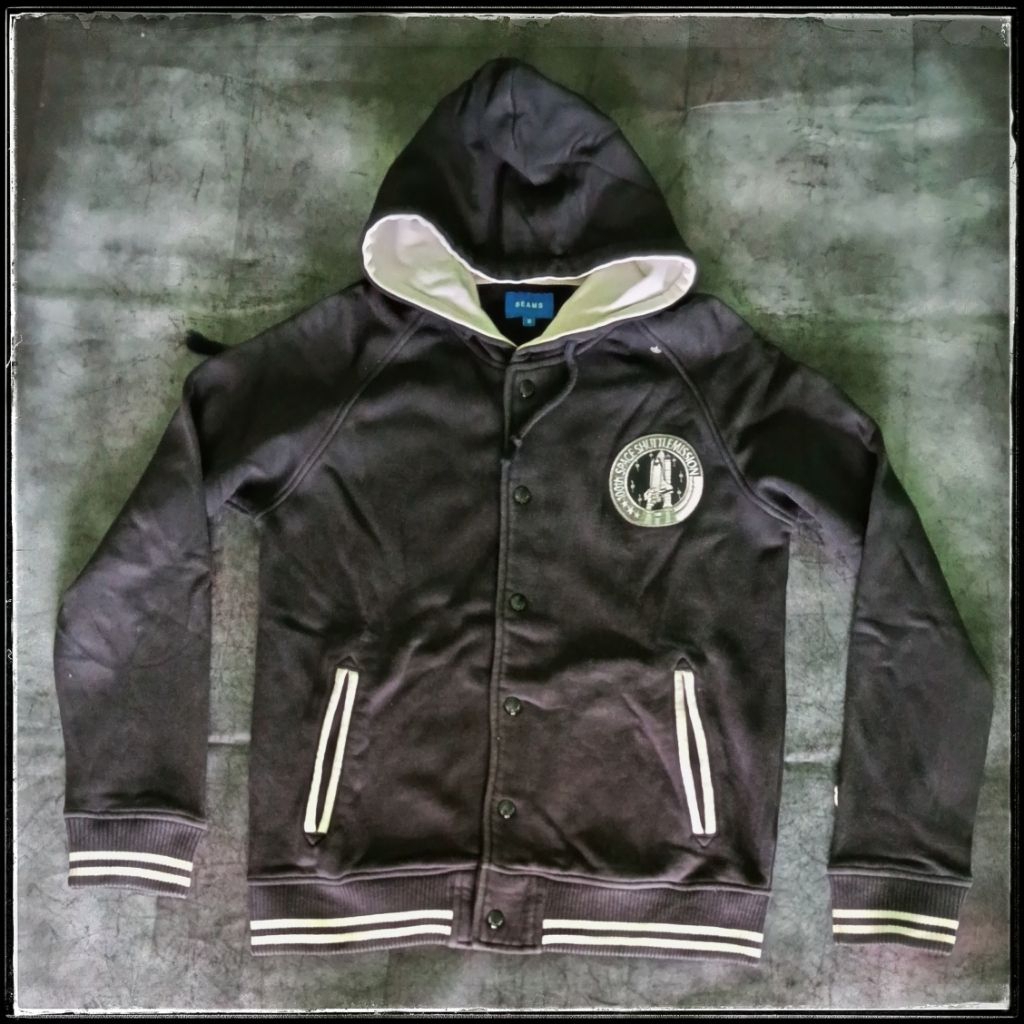 Jaket varsity hoodie ringer katun tebal - Beams - Size M