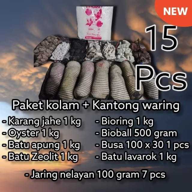 Paket Media Filter Kolam Koi Siap Pakai 15 Pcs - Filter Kolam Ikan, Media Filter Aquarium, Paket Len