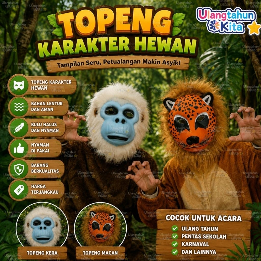 topeng kera sakti, topeng macan, topeng kera ,topeng festival,topeng mainan anak