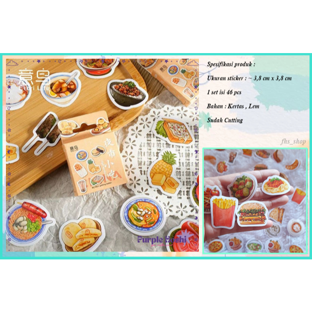 46 Pcs Stiker Scrapbook Stiker Bujo Stiker Makanan Lucu Stiker Aesthetic Stiker Box Set DIY