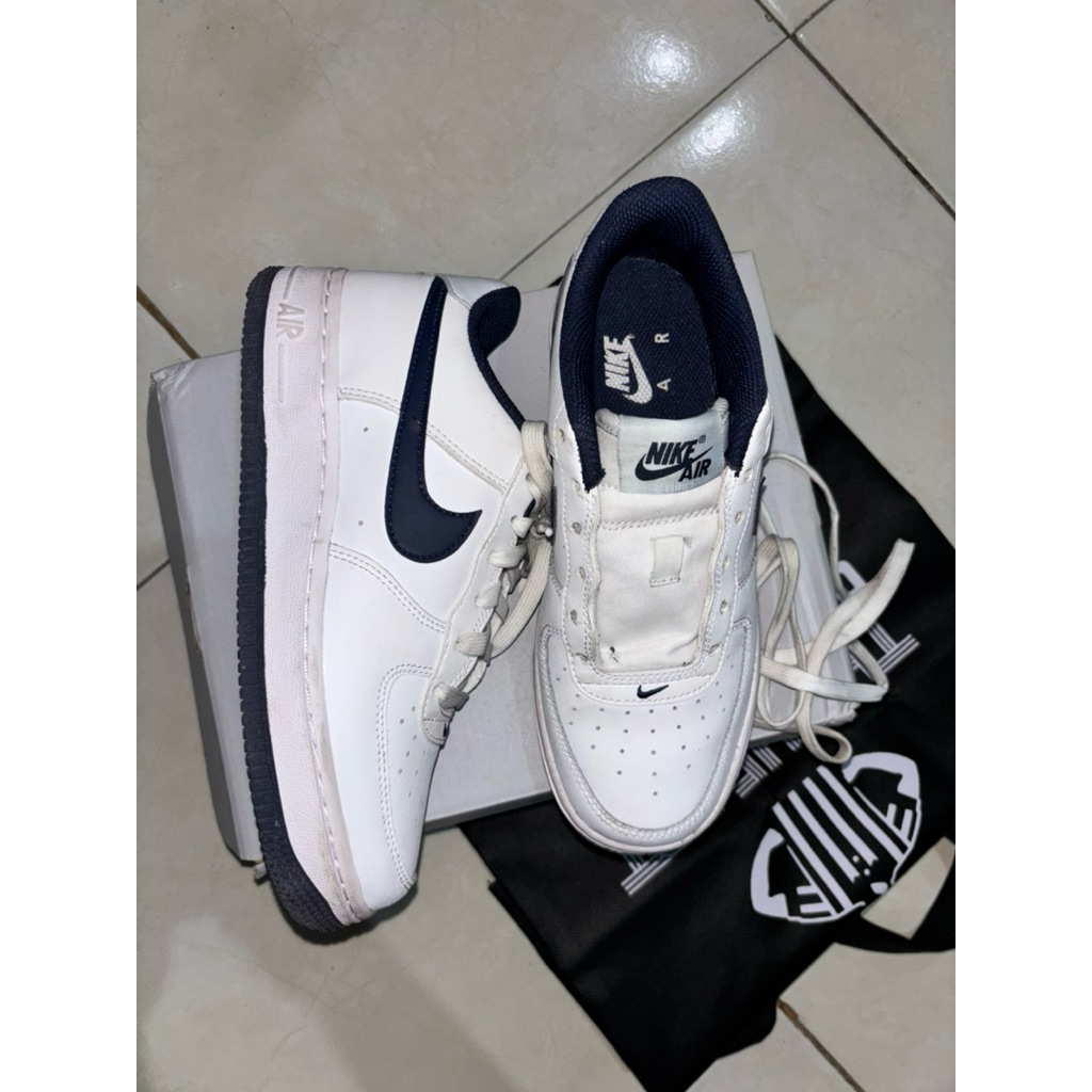 Preluv Sepatu Wanita AF1 Nike Ori 100% Footlocker Sneakers Wanita White Navy