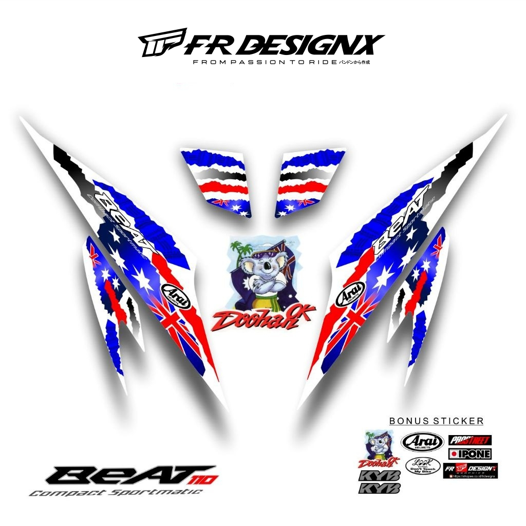STRIPING STIKER DECAL BEAT CARBU MTF MICK DOOHAN / FR DESIGNX / HONDA BEAT 110 / STRIPING MODIF