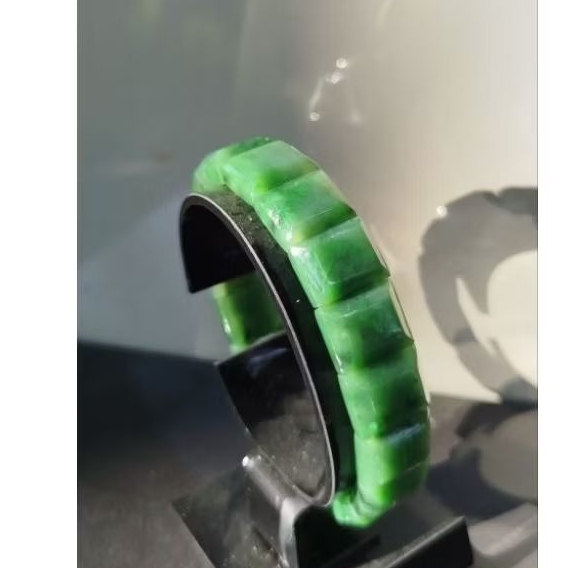 Natural Gelang Petak  Batu Giok Hijau Nephrite Jade Aceh