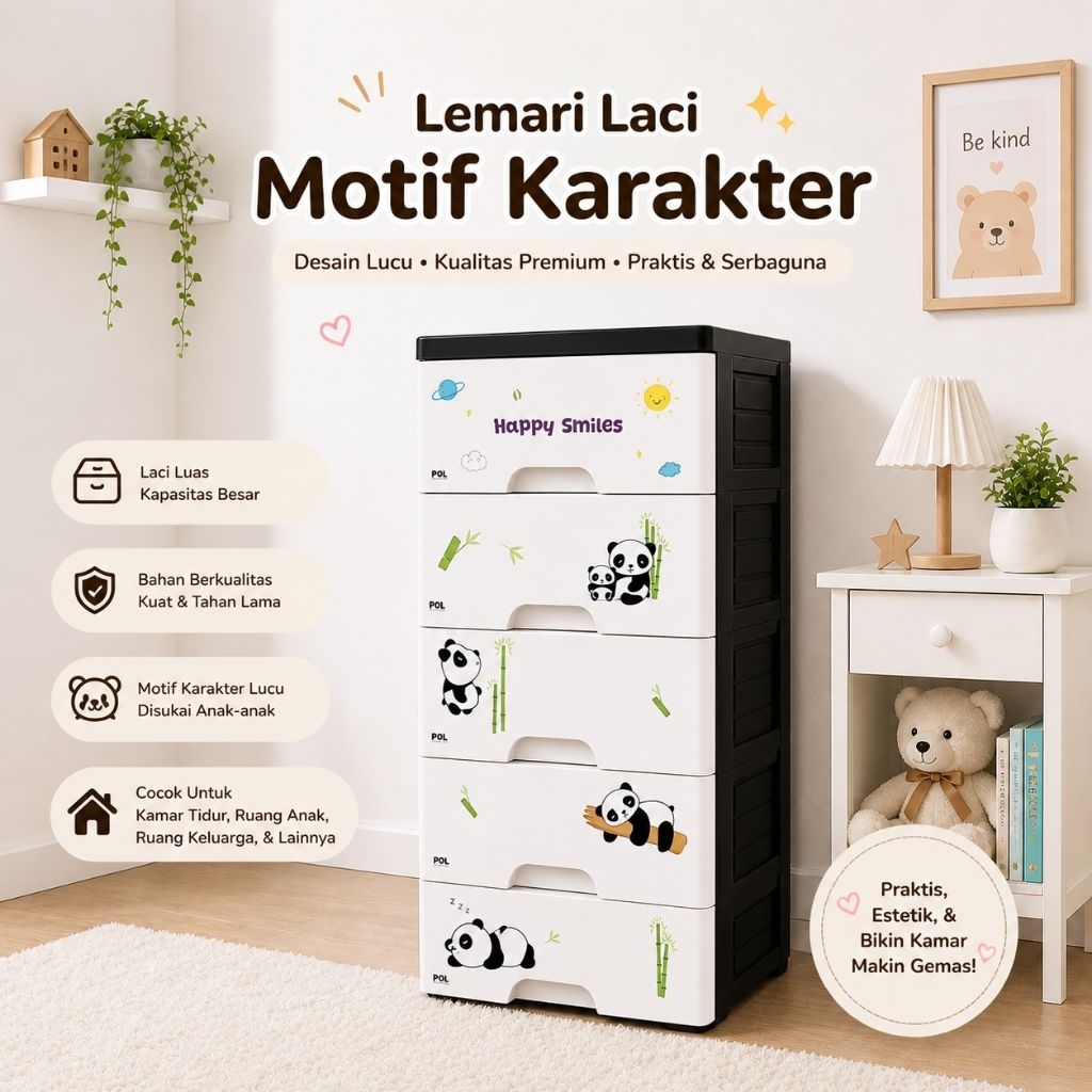 Lemari Laci Plastik Susun 4 dan 5 Lemari Pakaian Anak Lemari Baju Anak Lemari Pakaian Lemari Anak Ko