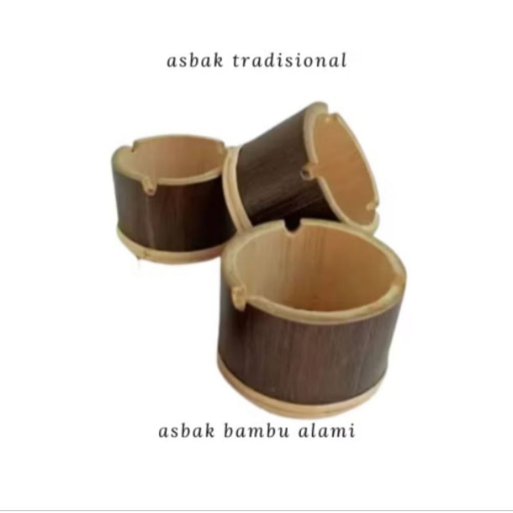 Asbak Bambu Bulat Minimalis - Kerajinan Tangan Tradisional Unik / Wadah Abu Rokok Etnik Natural