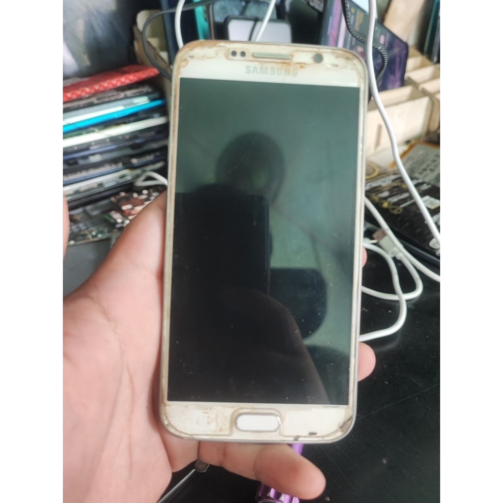 MESIN HANDPHONE ORIGINAL SAMSUNG  S6 FLAT - NORMAL - TESTED - MINUS LAYAR LCD -  UNIT SEPERTI DIFOTO