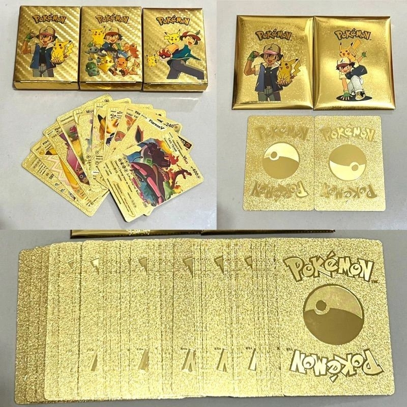 KARTU GOLD 55pcs NARUTO / POKEMON Gold Kartu Naruto Anime /Mainan Kartu Pokemon Emas 1 Box 55pcs