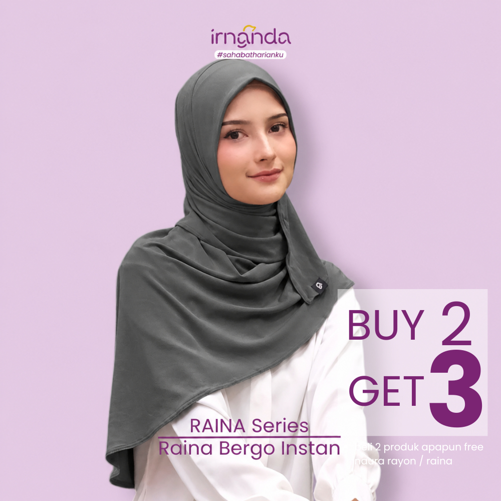 Irnanda Hijab - Kerudung Bergo Jersey Premium |RAINA Series | Abu Tua