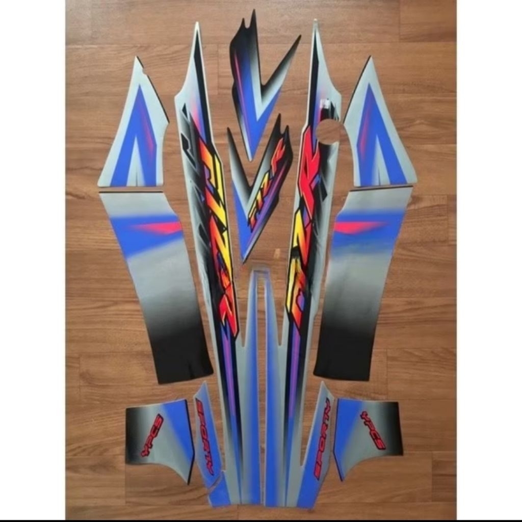 STIKER STRIPING LIST STIKER BODI YAMAHA FIZ-R FIS-R TAHUN 2003 WARNA BIRU SILVER ORIGINAL