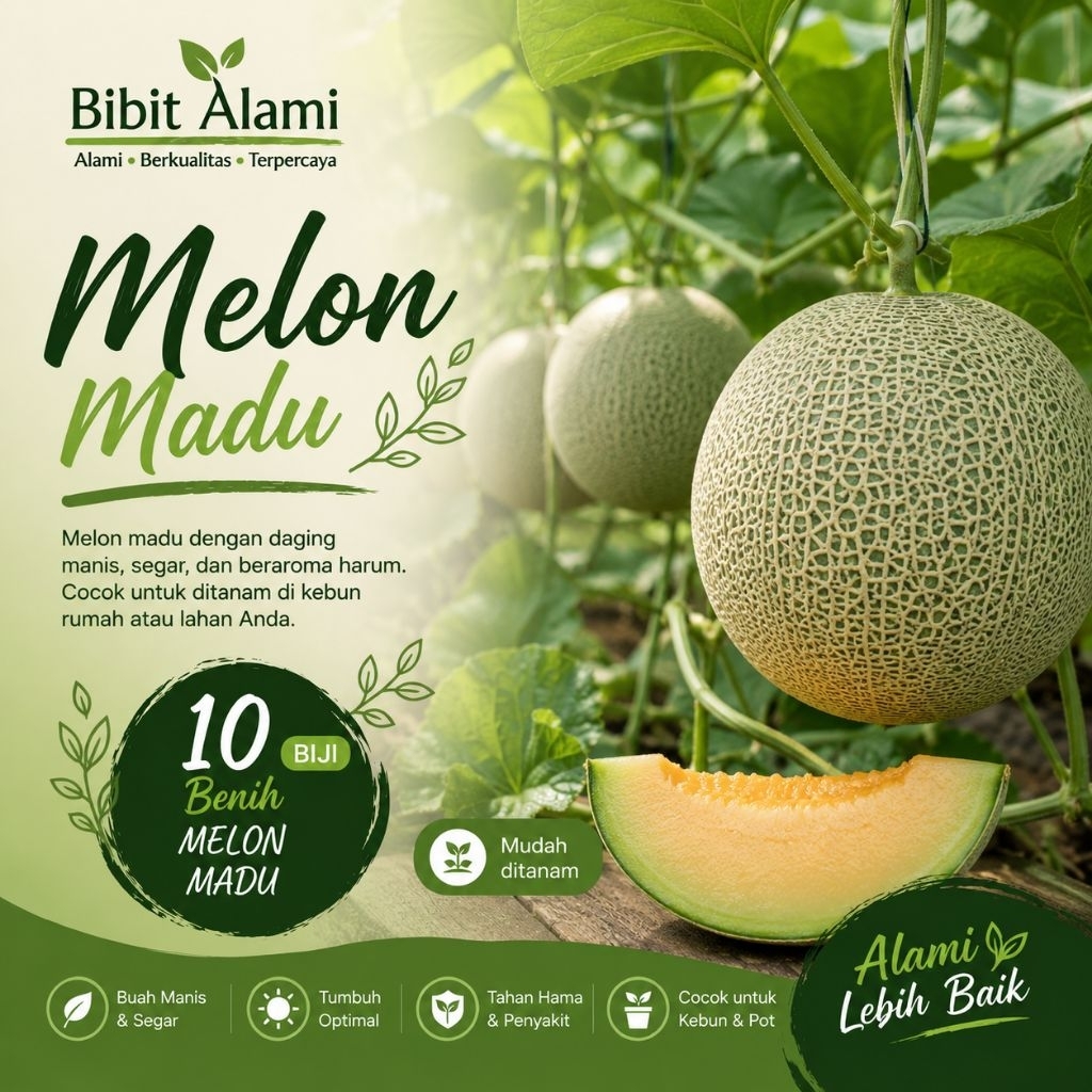 10 Benih Melon Madu Bibit Honey Melon Sweet Melon Buah Premium Mudah Tumbuh