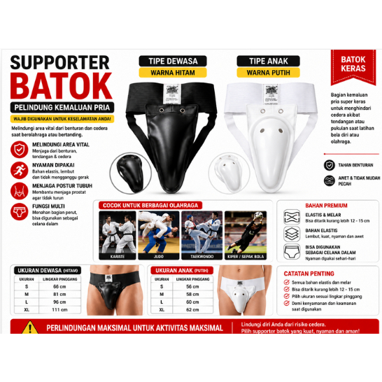 Celana Supporter Batok Pria Pelindung Alat Vital Untuk Karate Judo Taekwondo dewasa dan anak