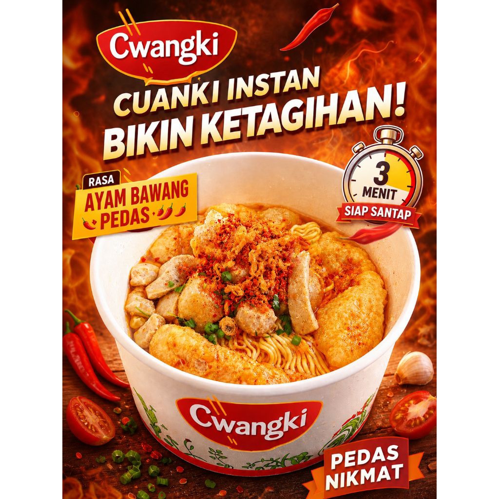 Cwangki Cuanki Instan Cup Khas Bandung Rasa Ayam Bawang Pedas 650 ml