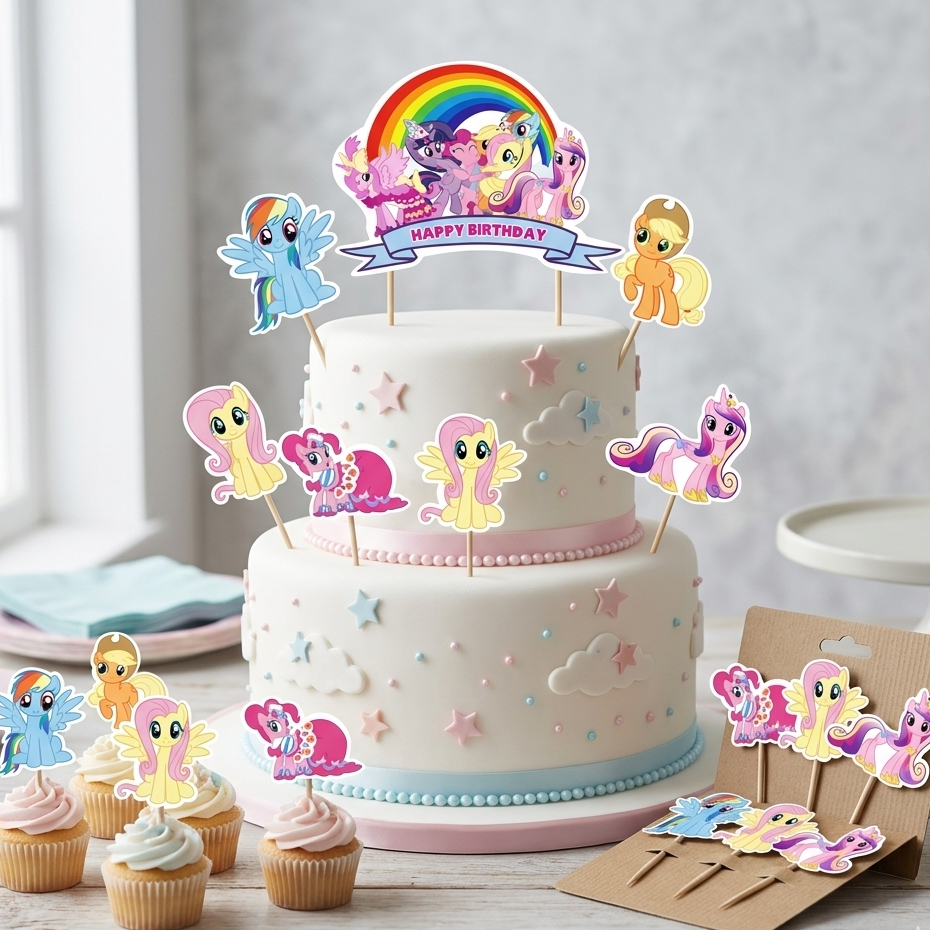 (SKR) Cake Topper Kertas Happy Birthday Little Pony