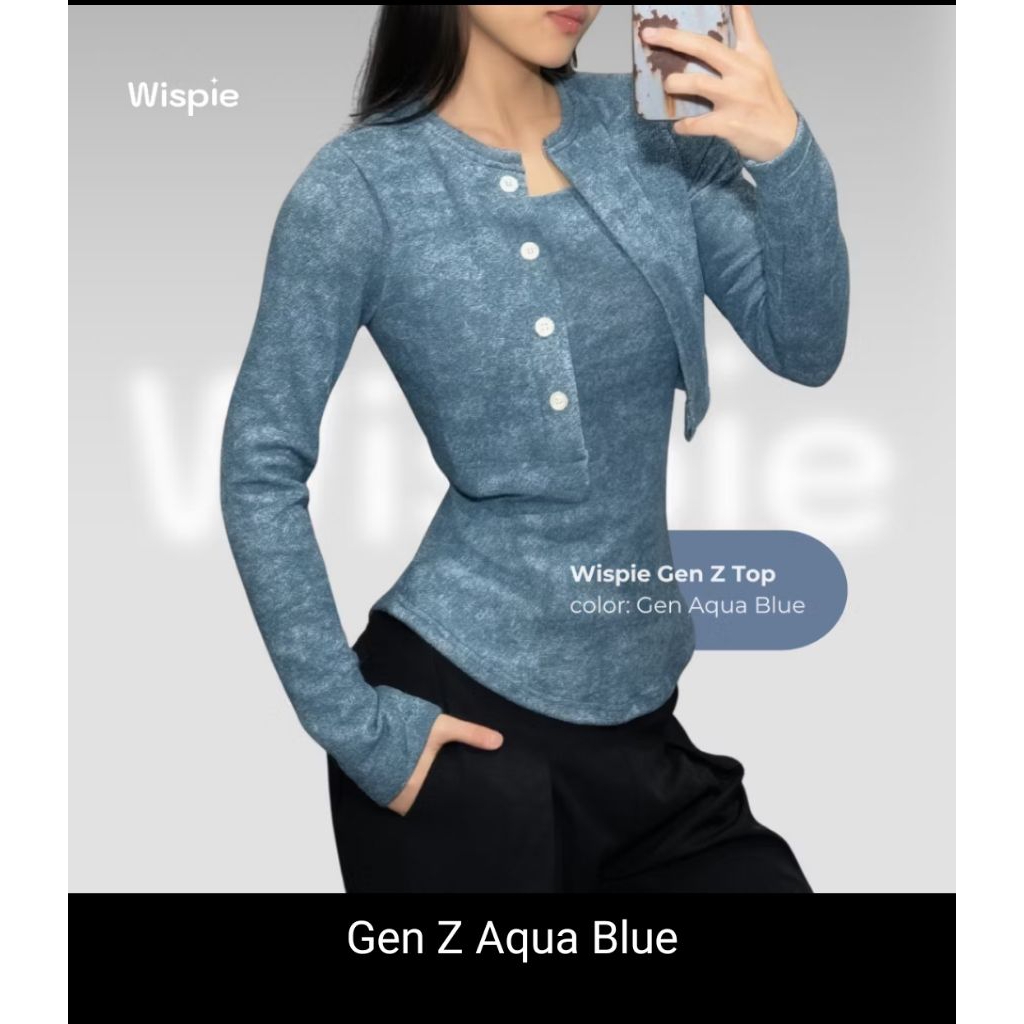 Wispie Gen Z Top | Atasan Rib Wanita kombinasi dengan Cardigan