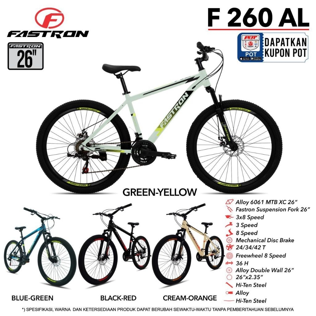PROMO SEPEDA GUNUNG MTB 24 / 26 / 27,5 27.5 INCH FASTRON BY PACIFIC F 260 AL FRAME ALLOY / STEEL F 2
