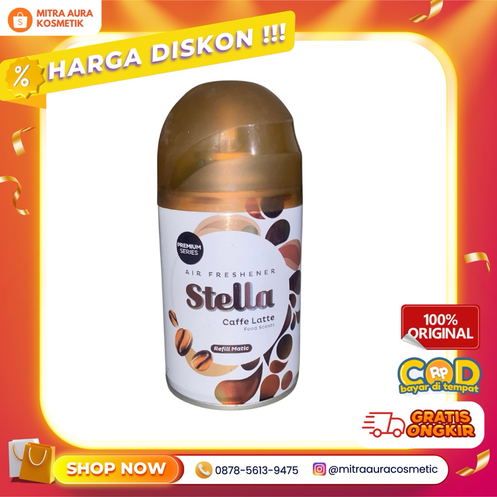 Stella Air refreshner Refill Matic Caffe Latte | Aroma Kopi Krim, Otomatis, Hingga 60 Hari