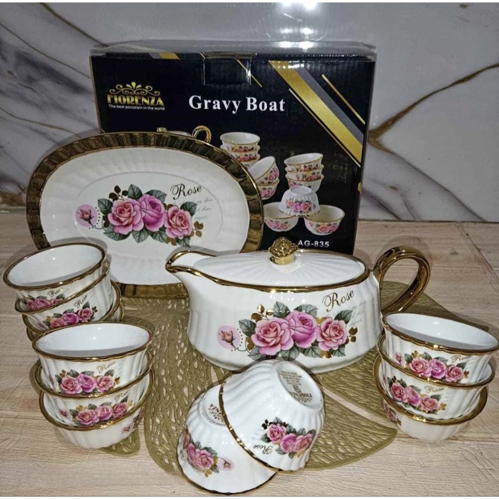 Tempat Wadah Cuka Dan Pempek set Fiorenza Motif Rose AG835