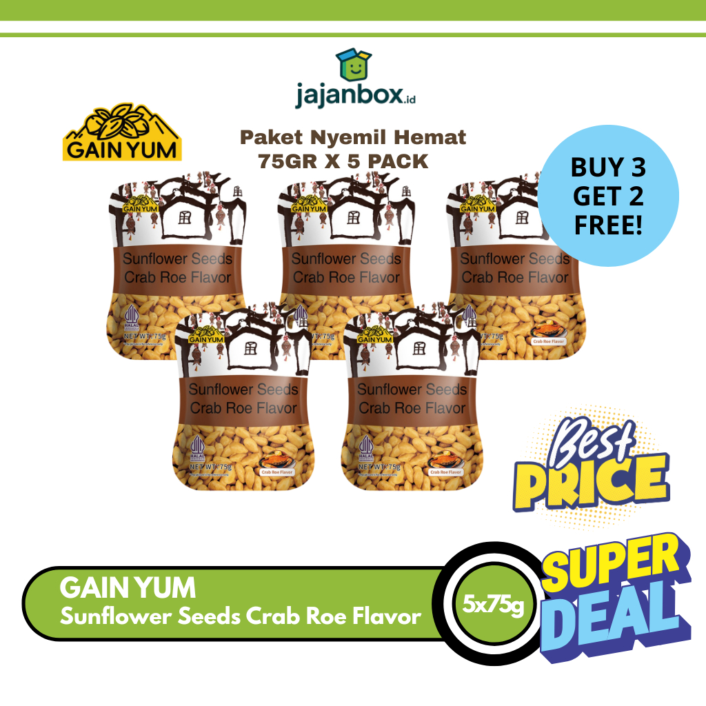 Gain Yum New Flavour Biji Kuaci Rasa Telur Kepiting Crab Roe Flavor 75g - Bundling 5 PCS