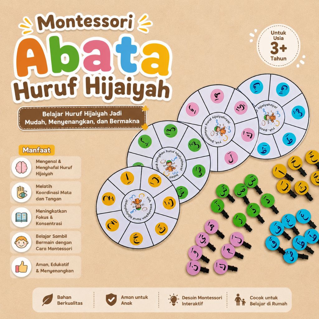 Mainan Edukatif Montessori Abata Huruf Hijaiyah