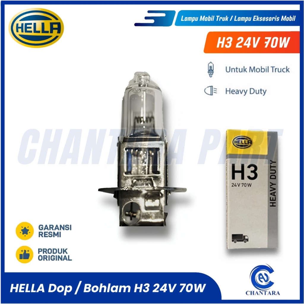 Hella Lampu Mobil Truk Bohlam H3 24V 70W 1pcs - Lampu Aksesoris Mobil Premium Untuk Mobil Truk