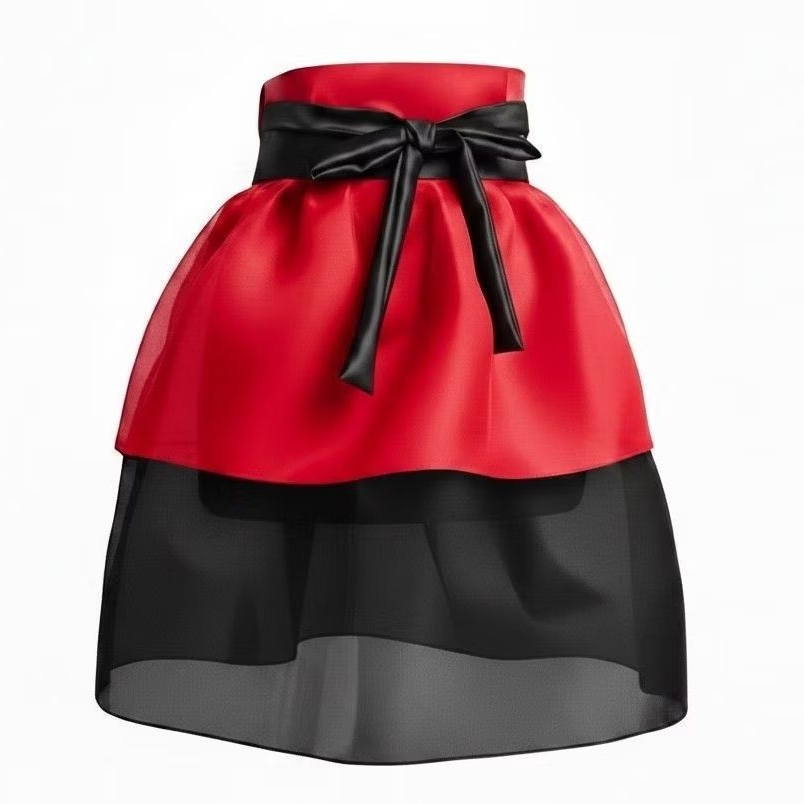 ROK HANBOK / ROK CHIMA PENDEK ORGANZA HIGH WAIST