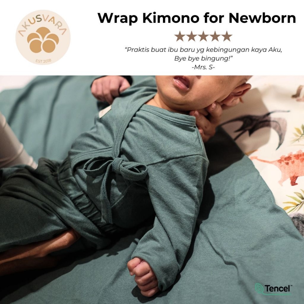 AKUSVARA - Newborn Kimono in Forest Tencel - Baju Bayi Baru Lahir