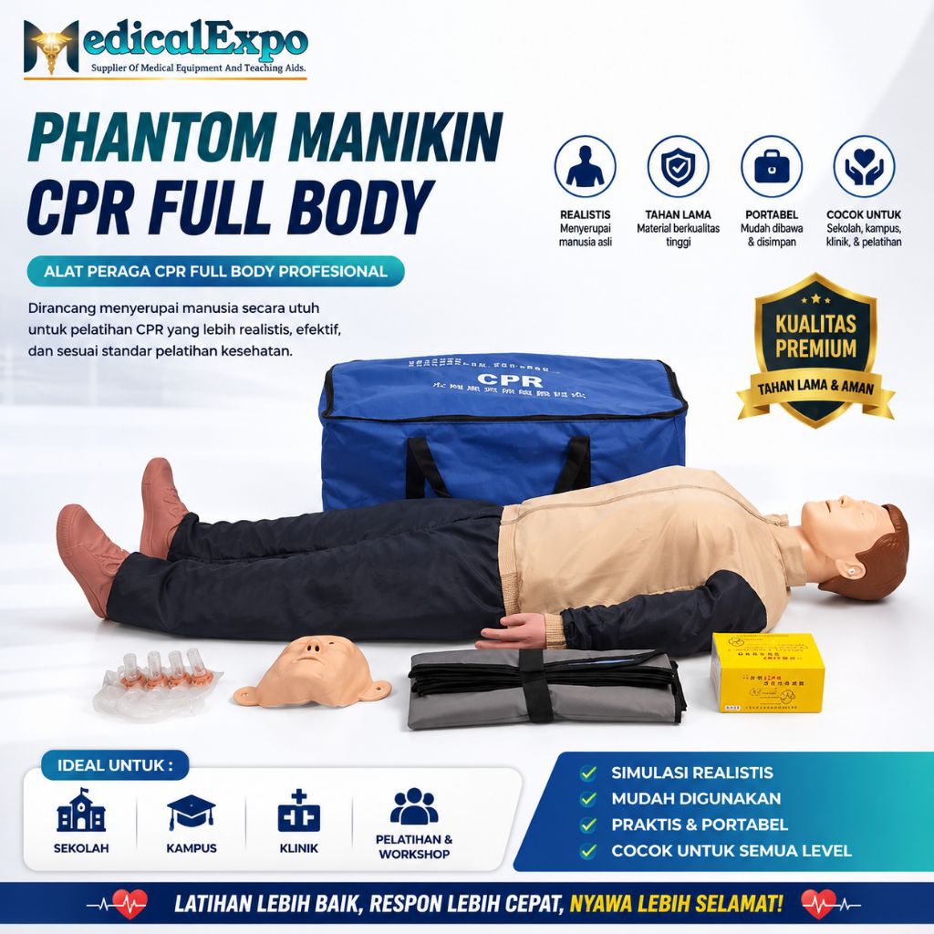 Phantom/ Manikin CPR Full body/Manikin CPR seluruh tubuh tanpa pengontrol